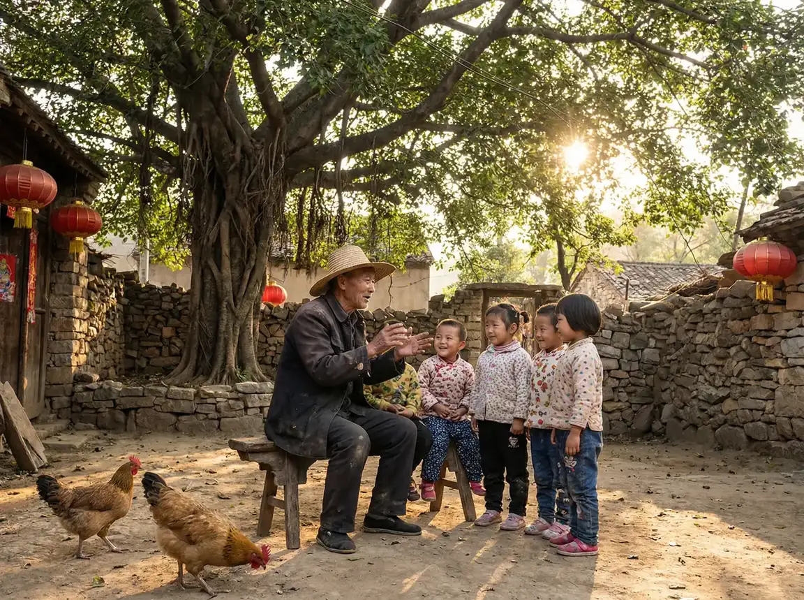 老人在大榕树下给孩子们讲故事 - 巨人族的新娘动漫在线观看全集免费 乡村记忆